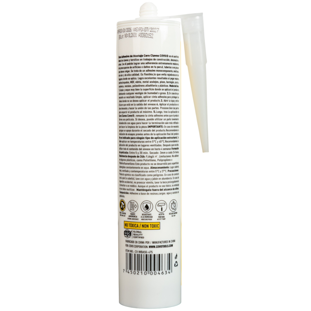 Pega Adhesivo Cero Clavos Cartucho No Mas Clavo 475g Covo