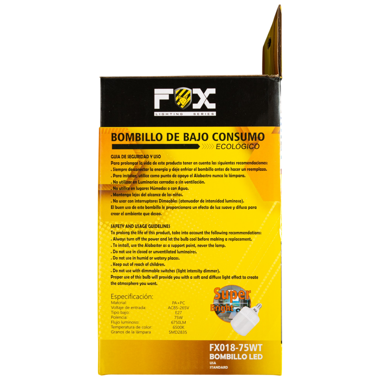 Bombillo Led 75w 6750 Lumen Luz Blanca Fox