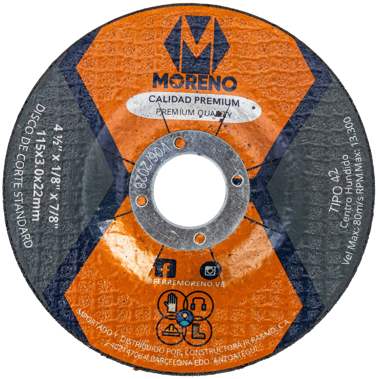 Disco Corte Metal 4 1/2 X 1/8 X 7/8 Normal Moreno - GASKA