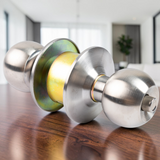 Cerradura De Pomo Color Plata Para Puerta De Madera Tauro