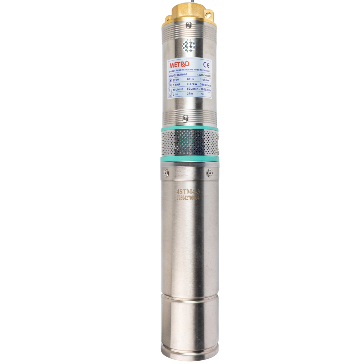 Bomba De Agua Sumergible 1/2hp 220v Pozo Profundo Metrox