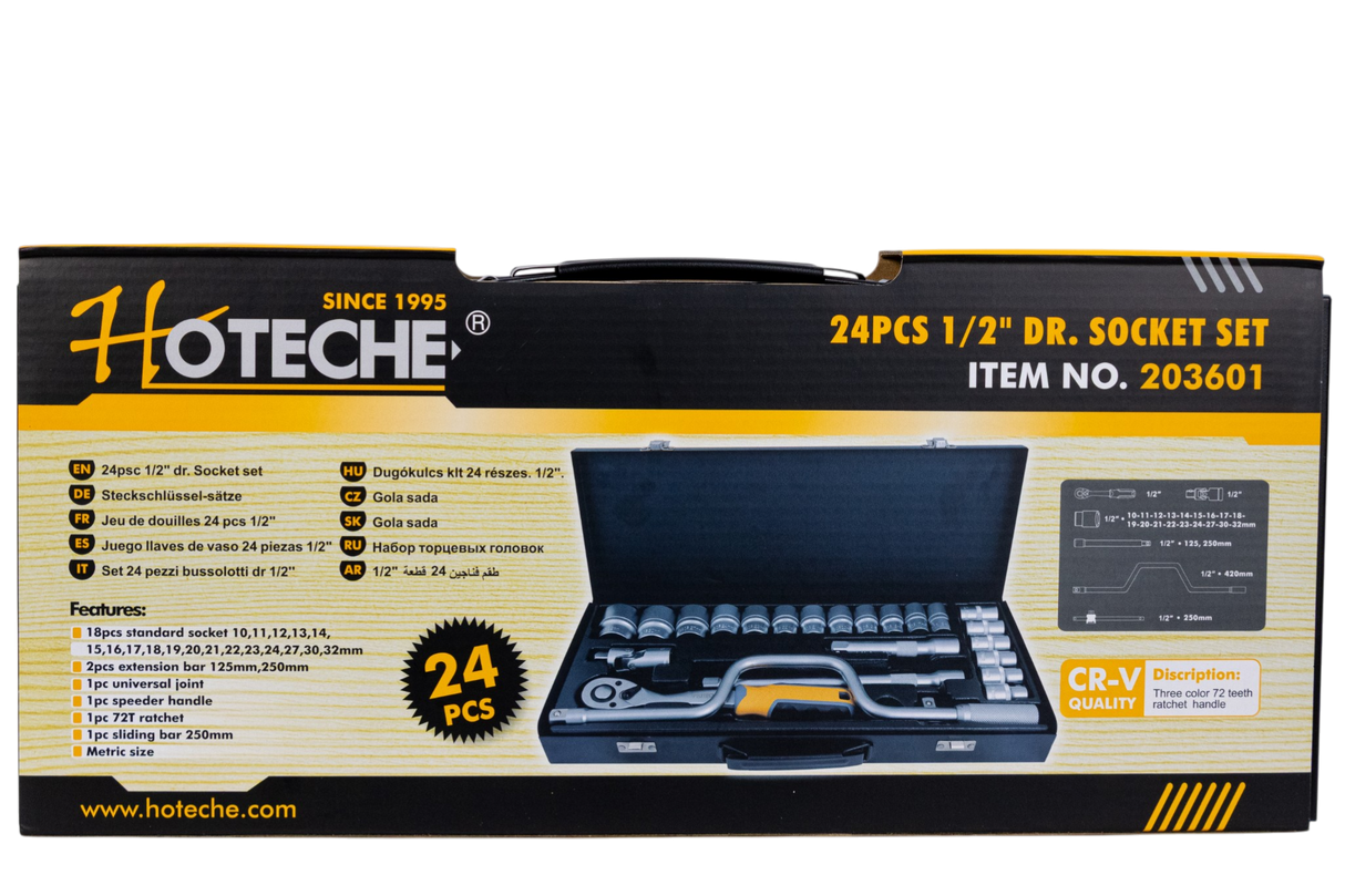 Juego Set Rachet 1/4 Dados Milimétricos Destornillador 24pzs