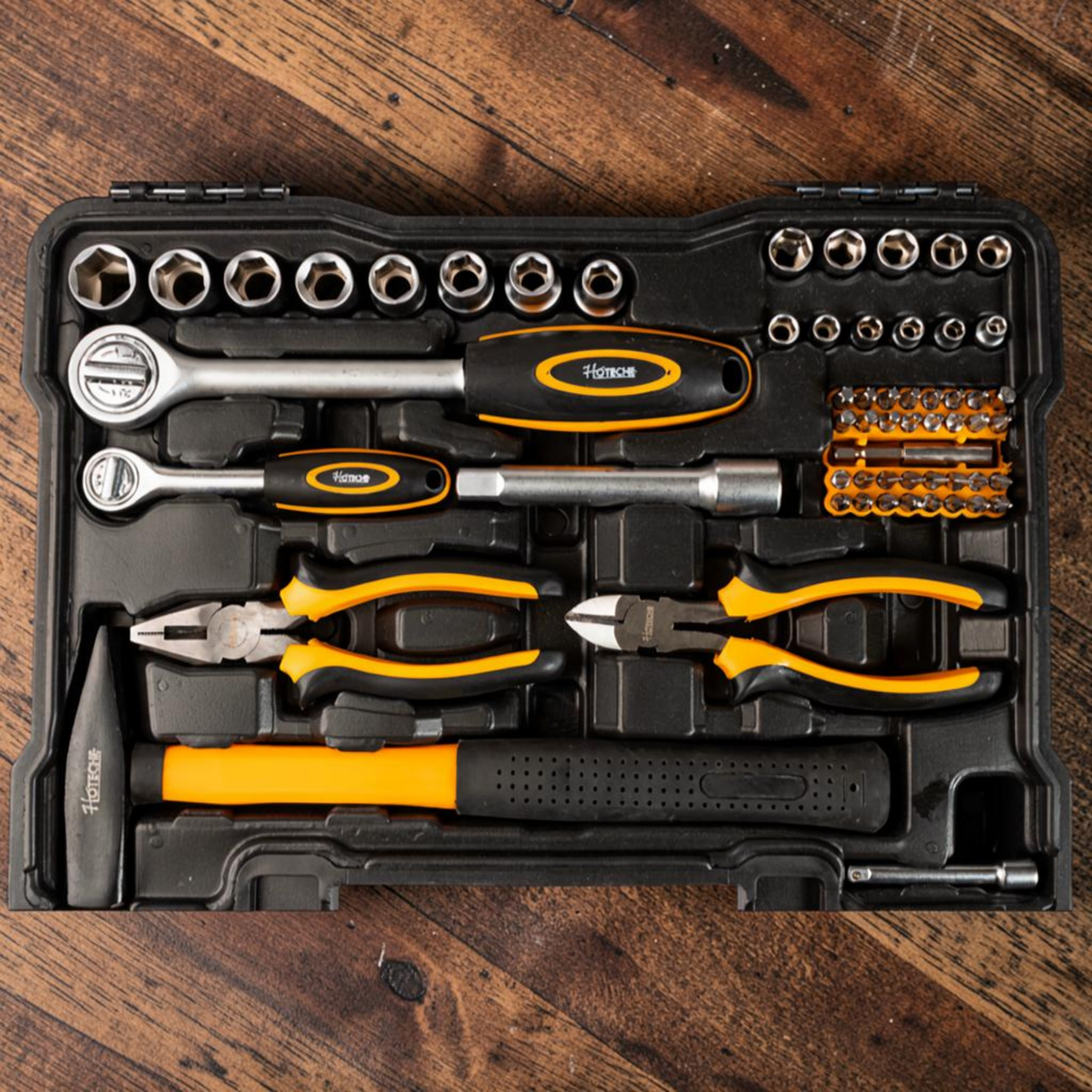 Kit Herramientas Con Ratchet 1/2 Y 1/4 79 Piezas Hoteche