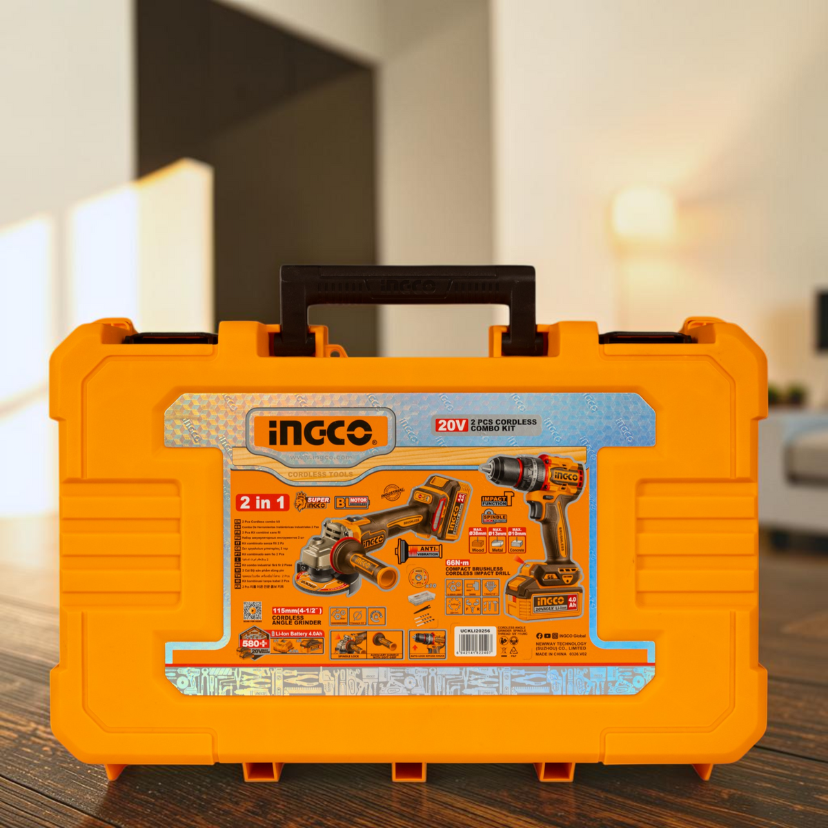 Kit Taladro Percutor Y Esmeril Inalámbrico 20v Ingco