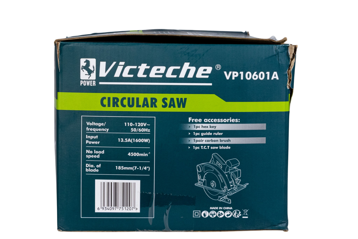 Sierra Circular 185mm 1600w 7 1/4 24 Dientes Victeche