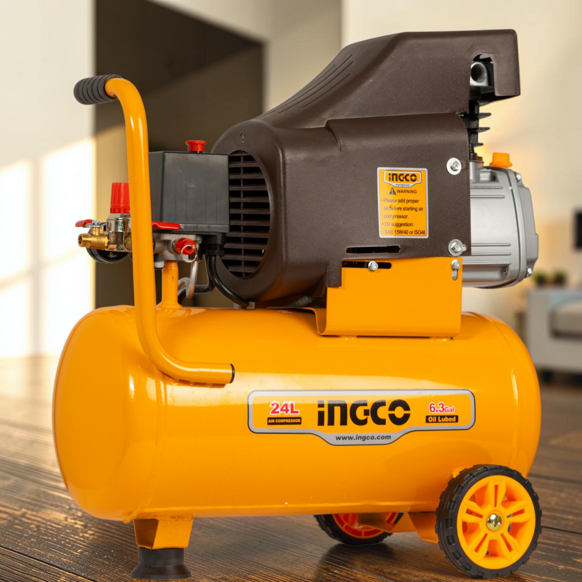 Compresor De Aire 24 Litros 2hp Sin Aceite Ingco
