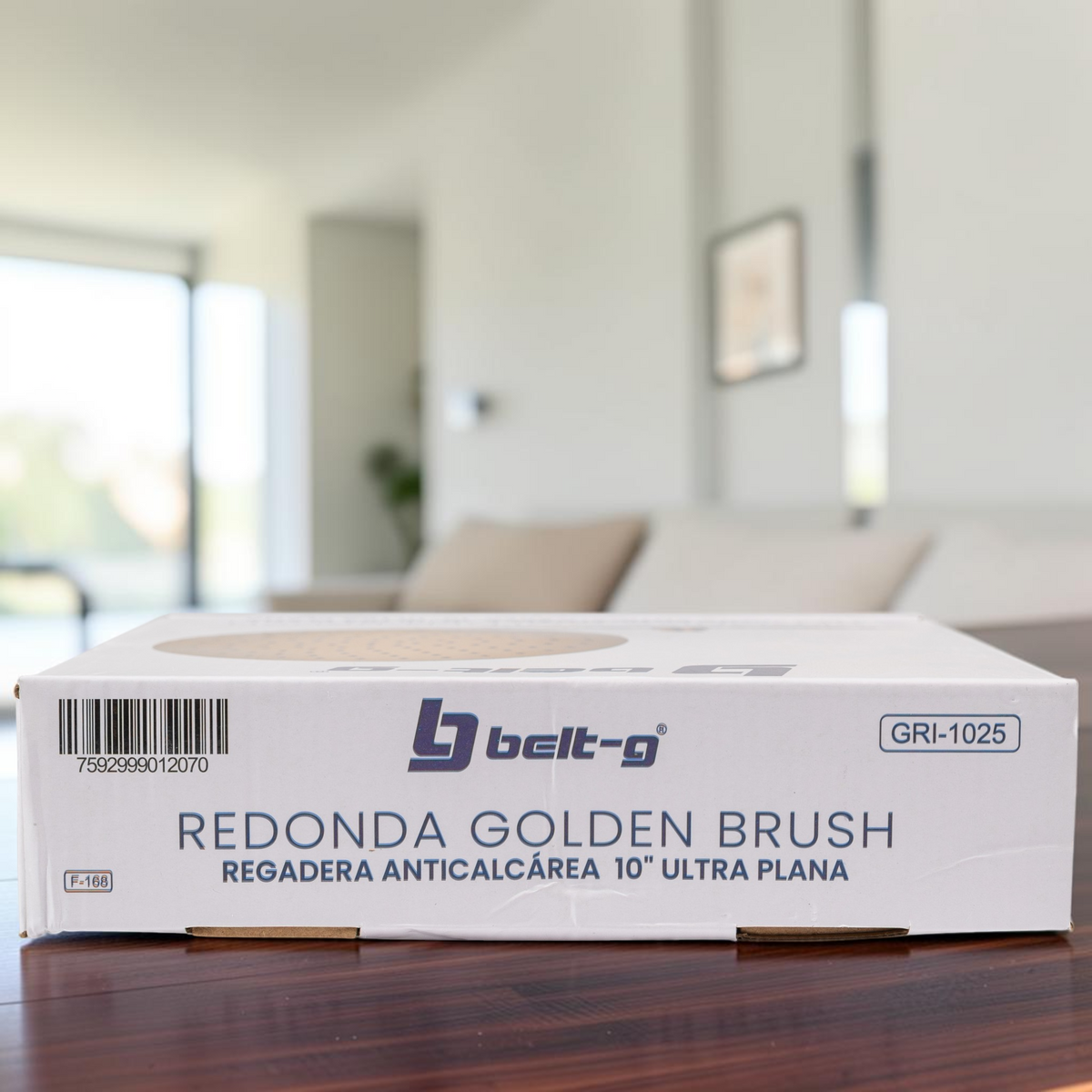 Regadera Redonda Anticalcárea 10 Ultra Plana Dorada Belt-g