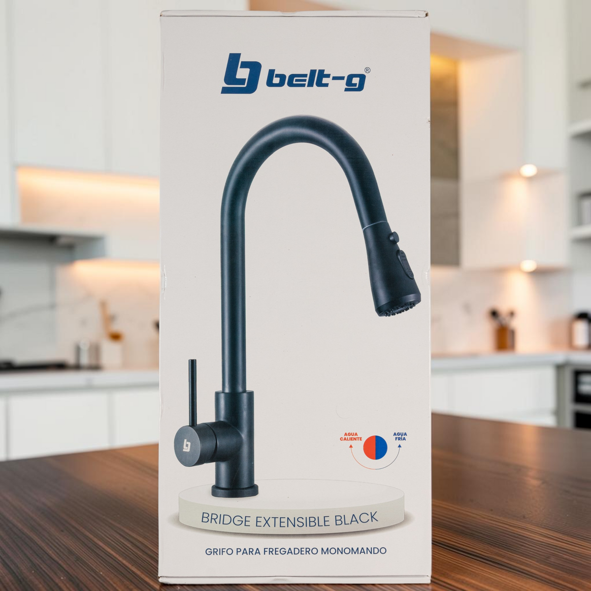 Grifo Llave Cocina Extensible Para Fregadero Negro Belt-g