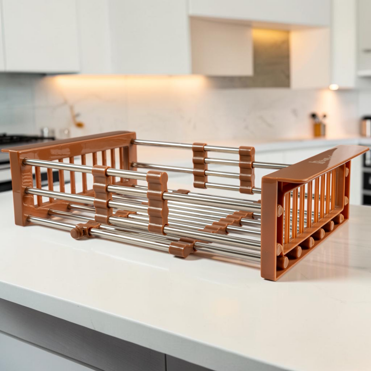 Escurridor Extensible Topo Acero Inoxidable Marrón Belt-g