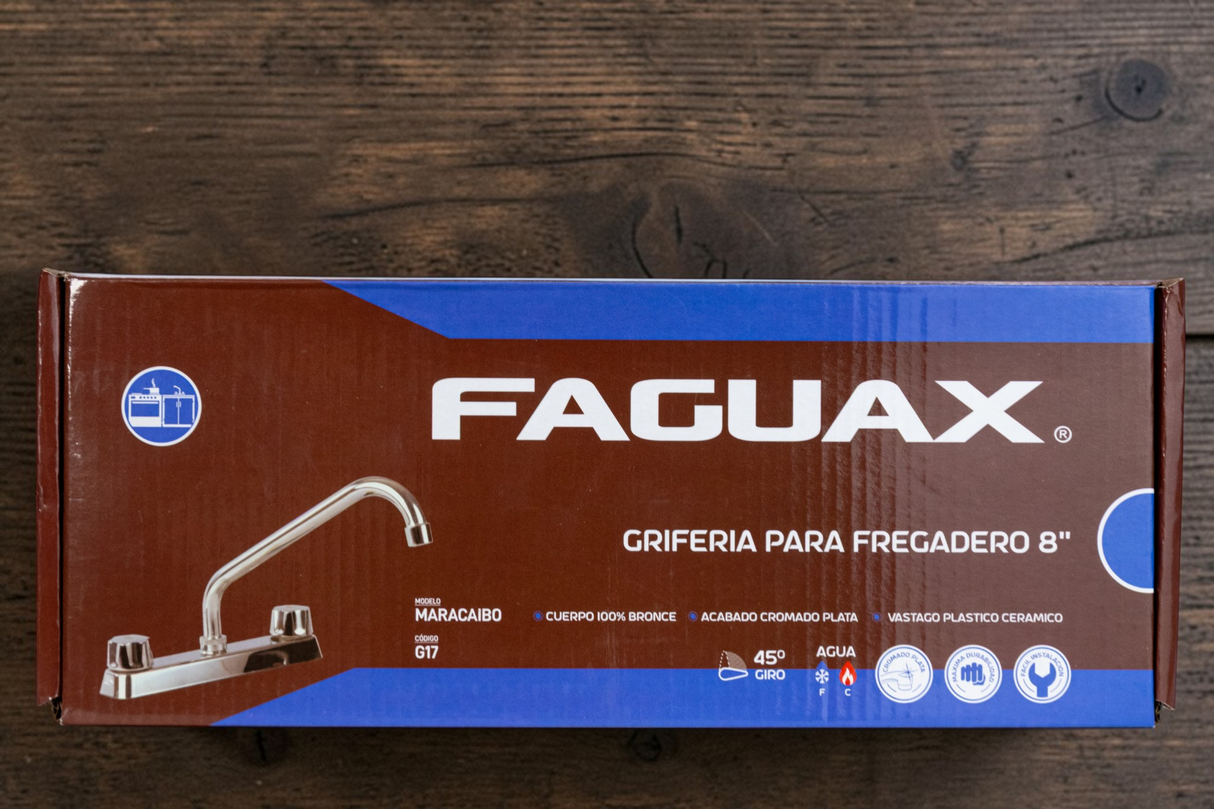 Grifo Llave Fregadero Lavaplatos Acero Doble Mando Faguax