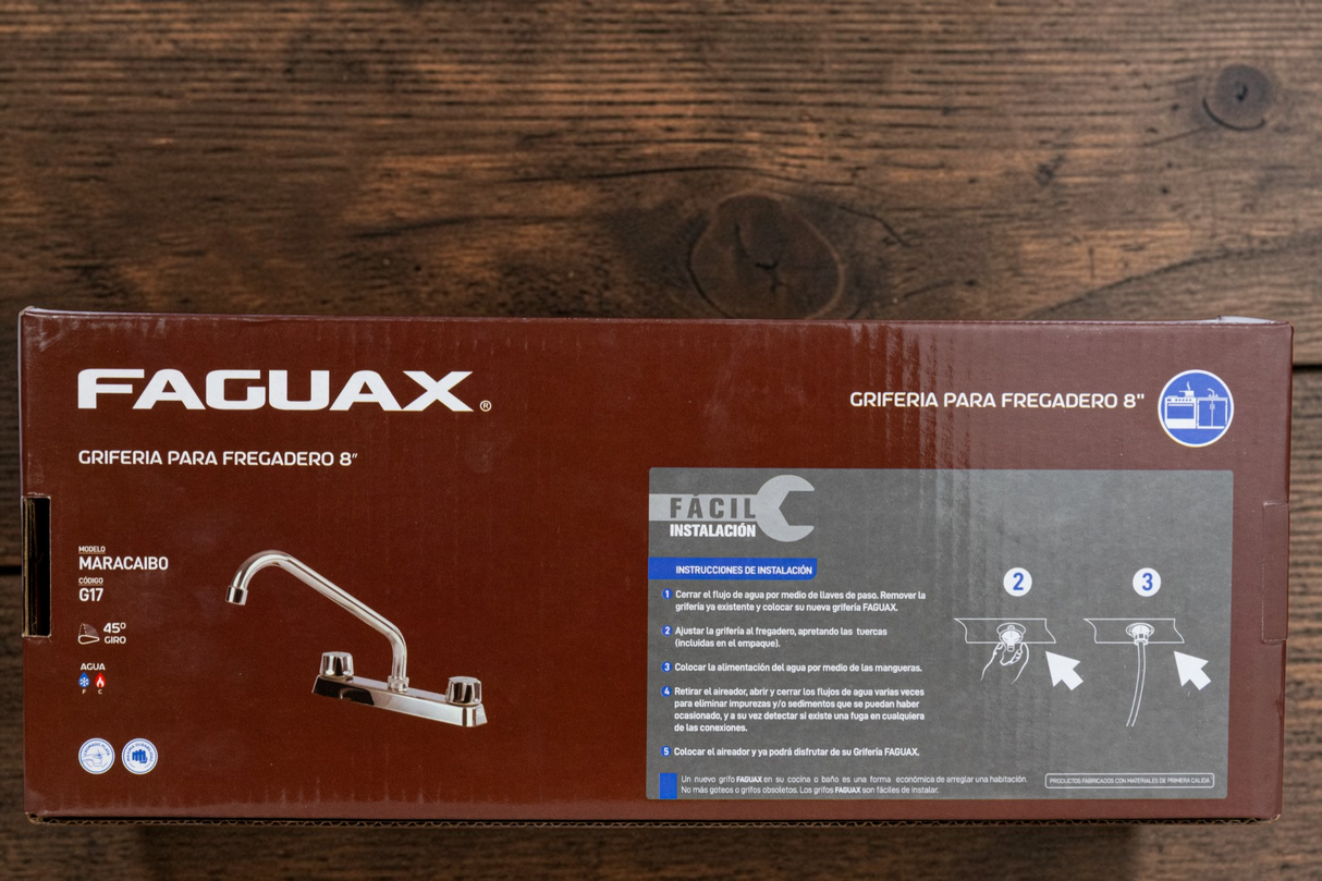 Grifo Llave Fregadero Lavaplatos Acero Doble Mando Faguax