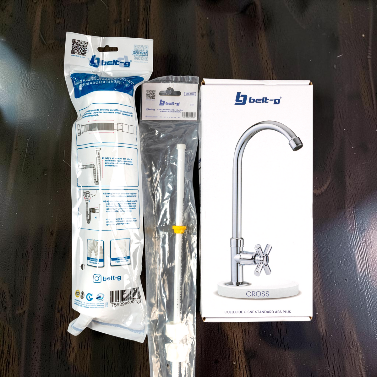 Kit Llave De Lavamanos Monomando Agua Fria/caliente Belt-g