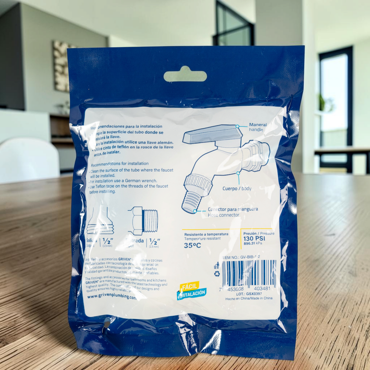 Llave Chorro Para Jardín Plástico 1/2 Blanco Griven