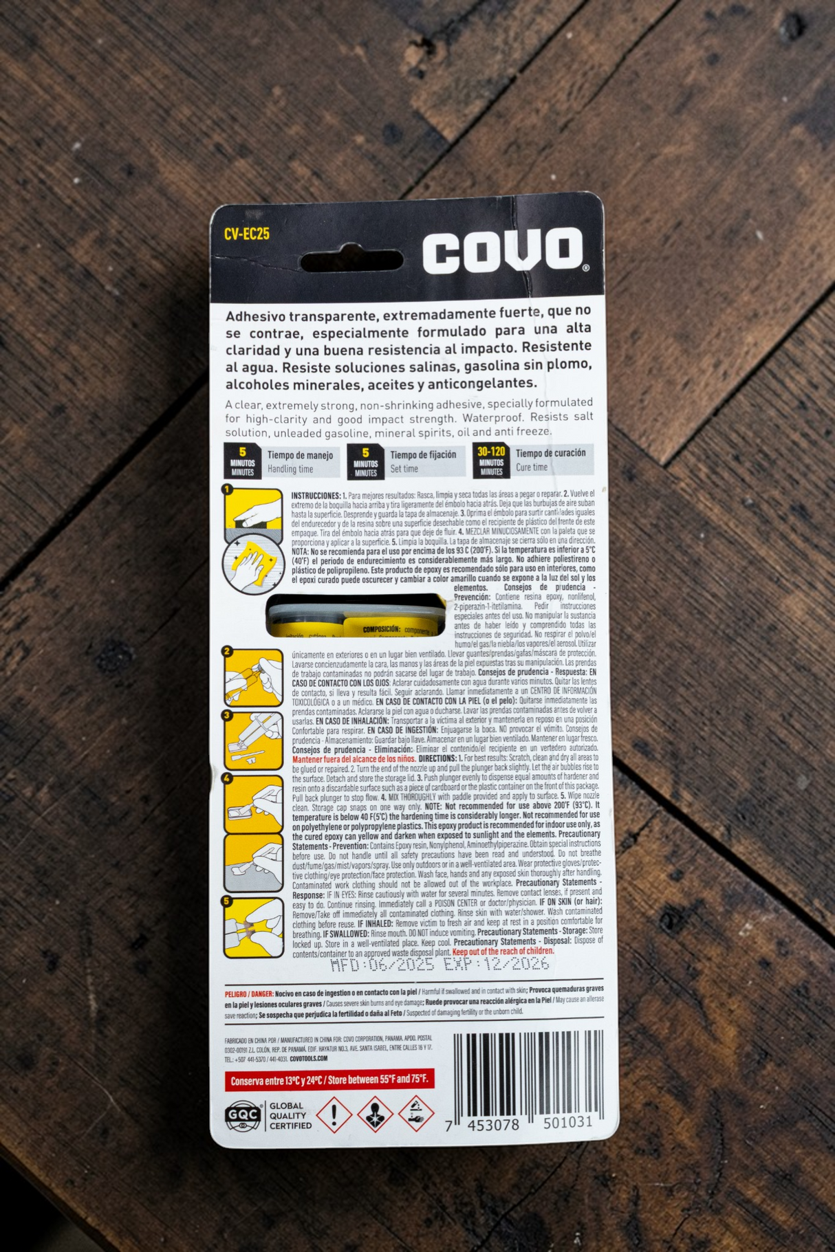 Adhesivo Pega Epóxica 2ton Pegatanque Transparente 25gr Covo