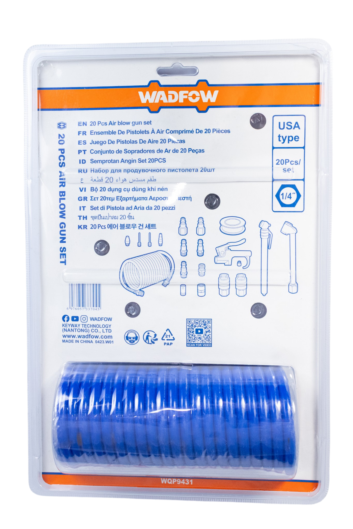 Juego De Acople Rápido 20 Pzas Compresor De Aire 1/4 Wadfow