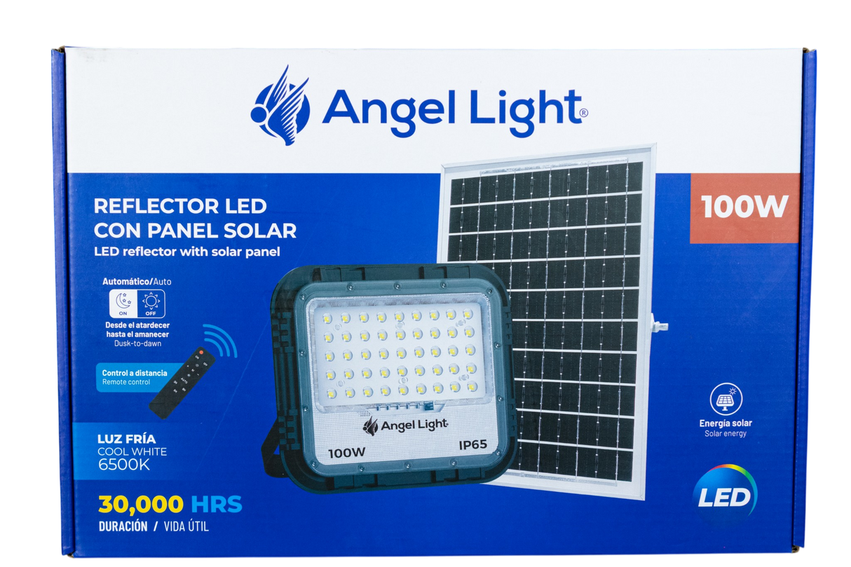 Reflector Led Con Panel Solar 100w Angel Light