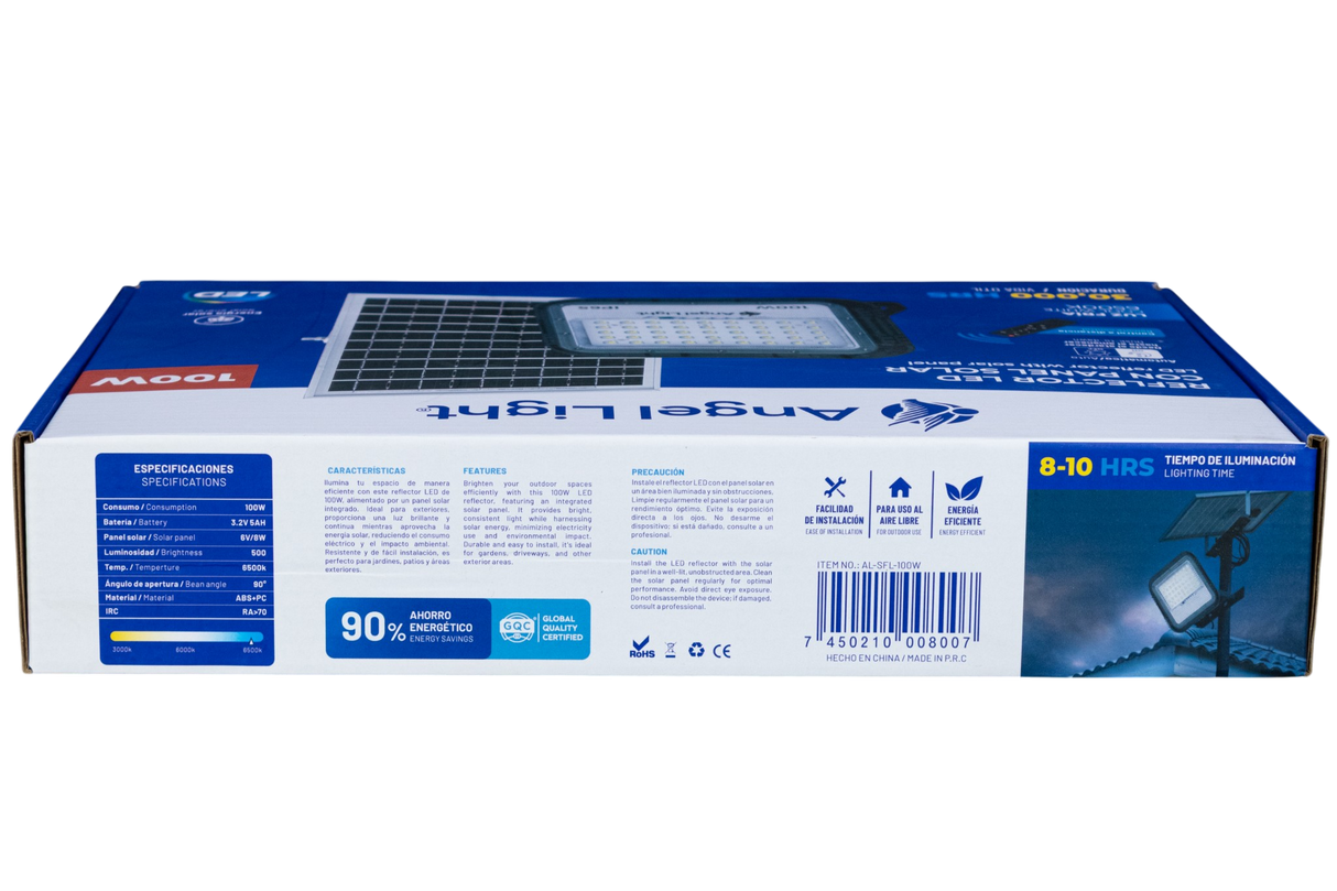 Reflector Led Con Panel Solar 100w Angel Light
