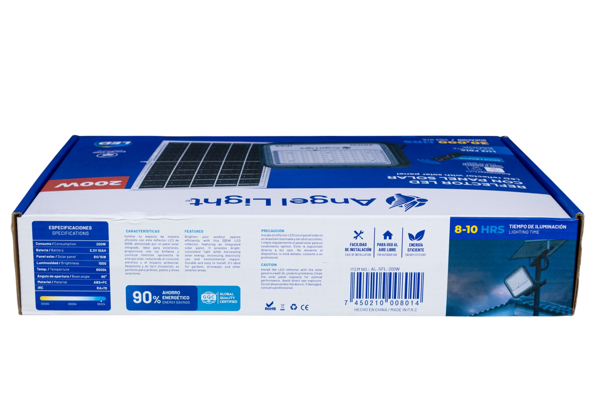 Reflector Led Con Panel Solar 200w Angel Light