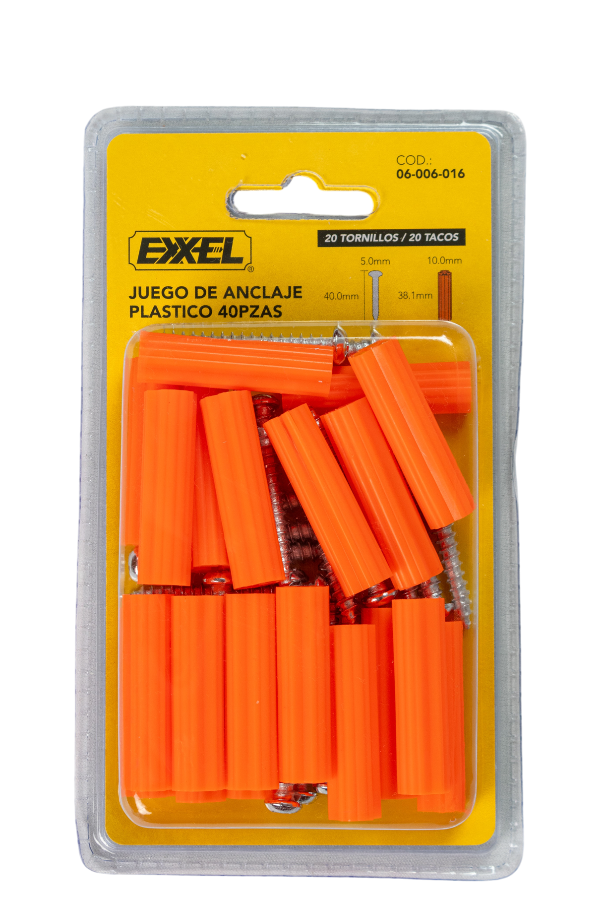 Tornillo Ramplug Autoroscante 8x1 Naranja 1/4 40pcs Exxel