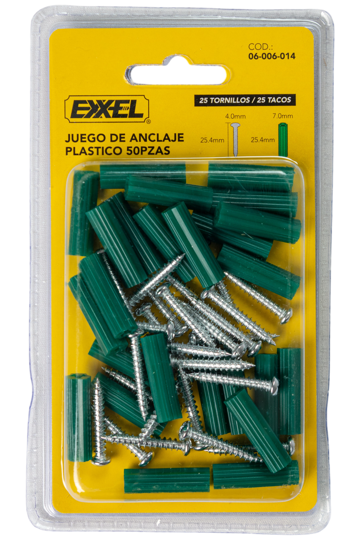 Tornillo Ramplug Autoroscante 8x1 Verde 1/4 40pcs Exxel
