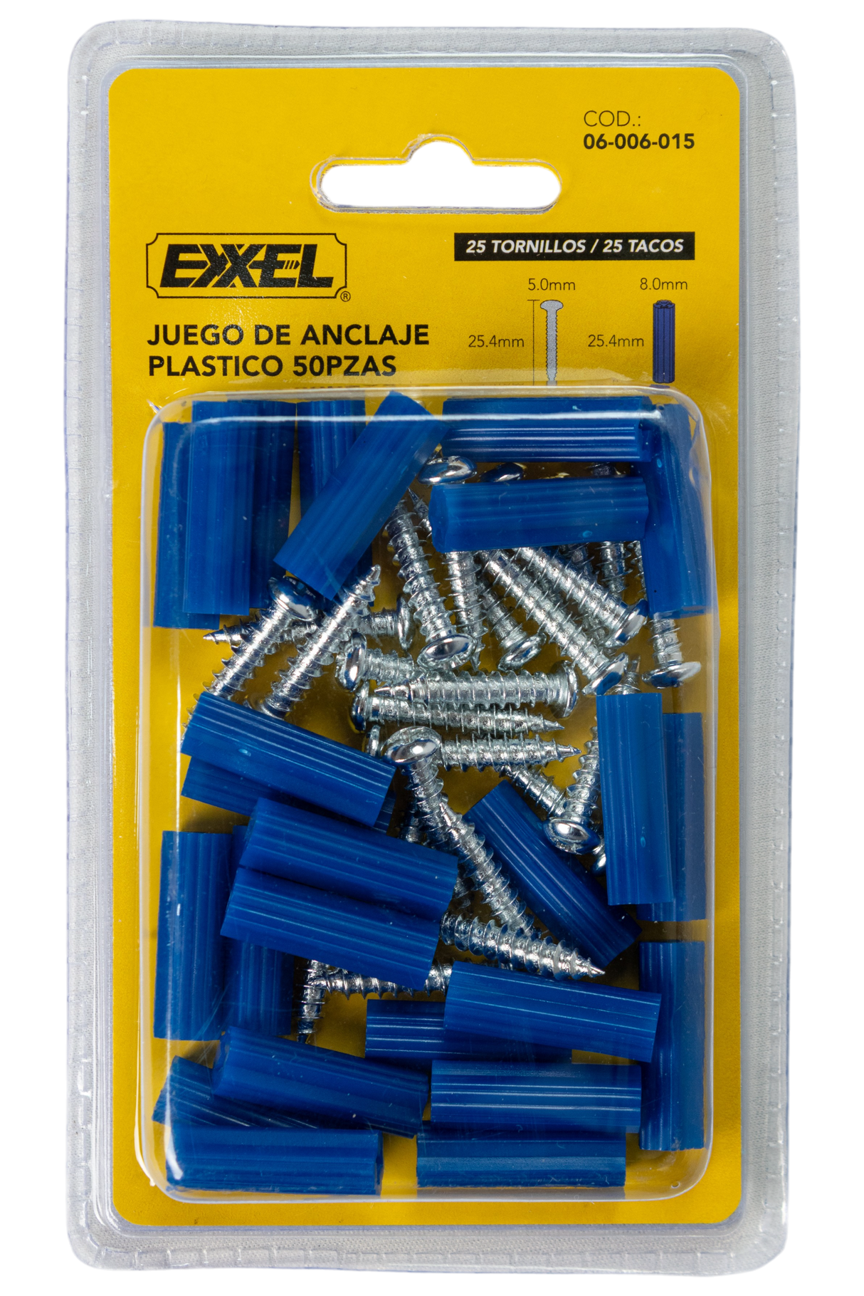 Tornillo Ramplug Autoroscante 8x1 Azúl 1/4 40pcs Exxel
