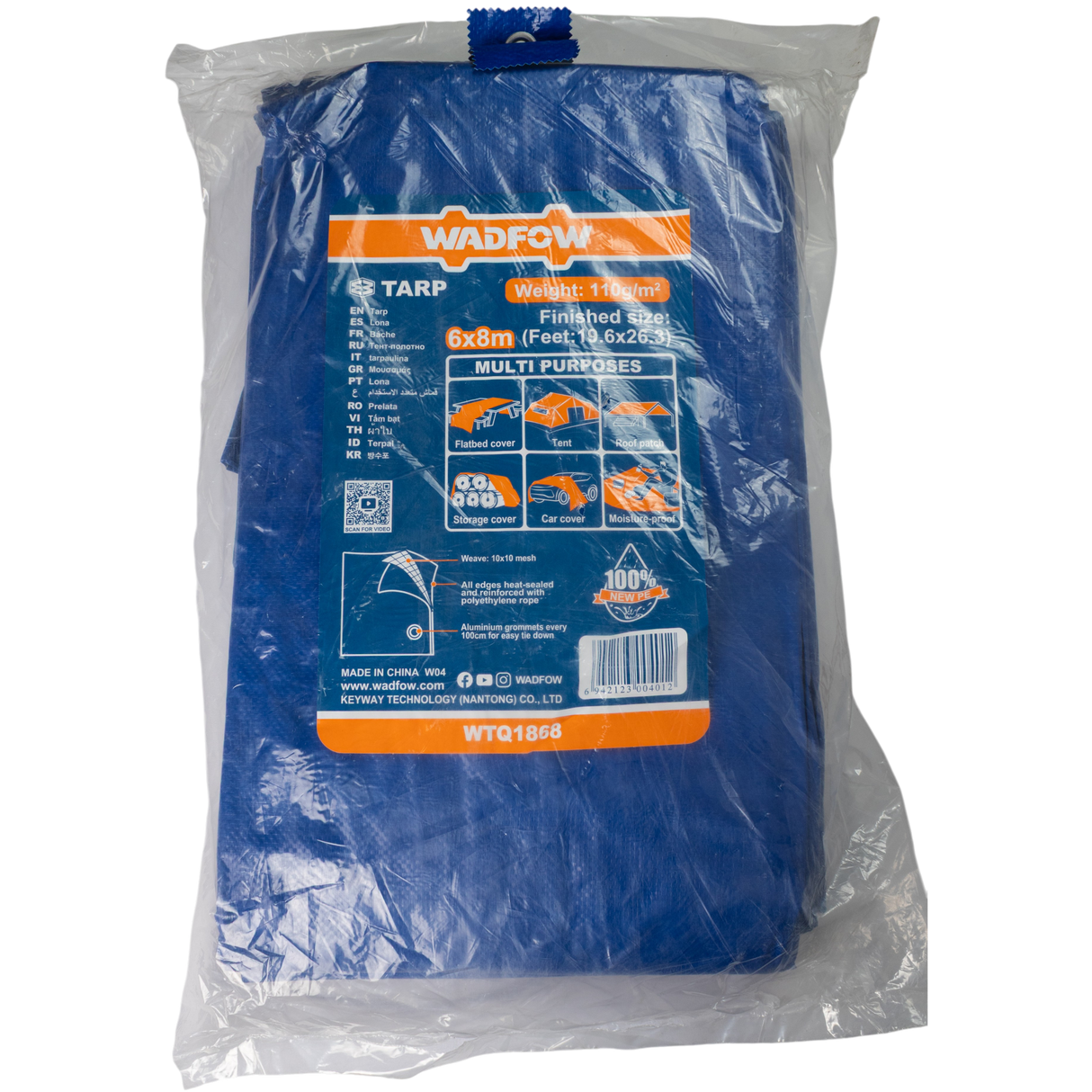 Lona Plástica Encerado Impermeable 6x8m Wadfow