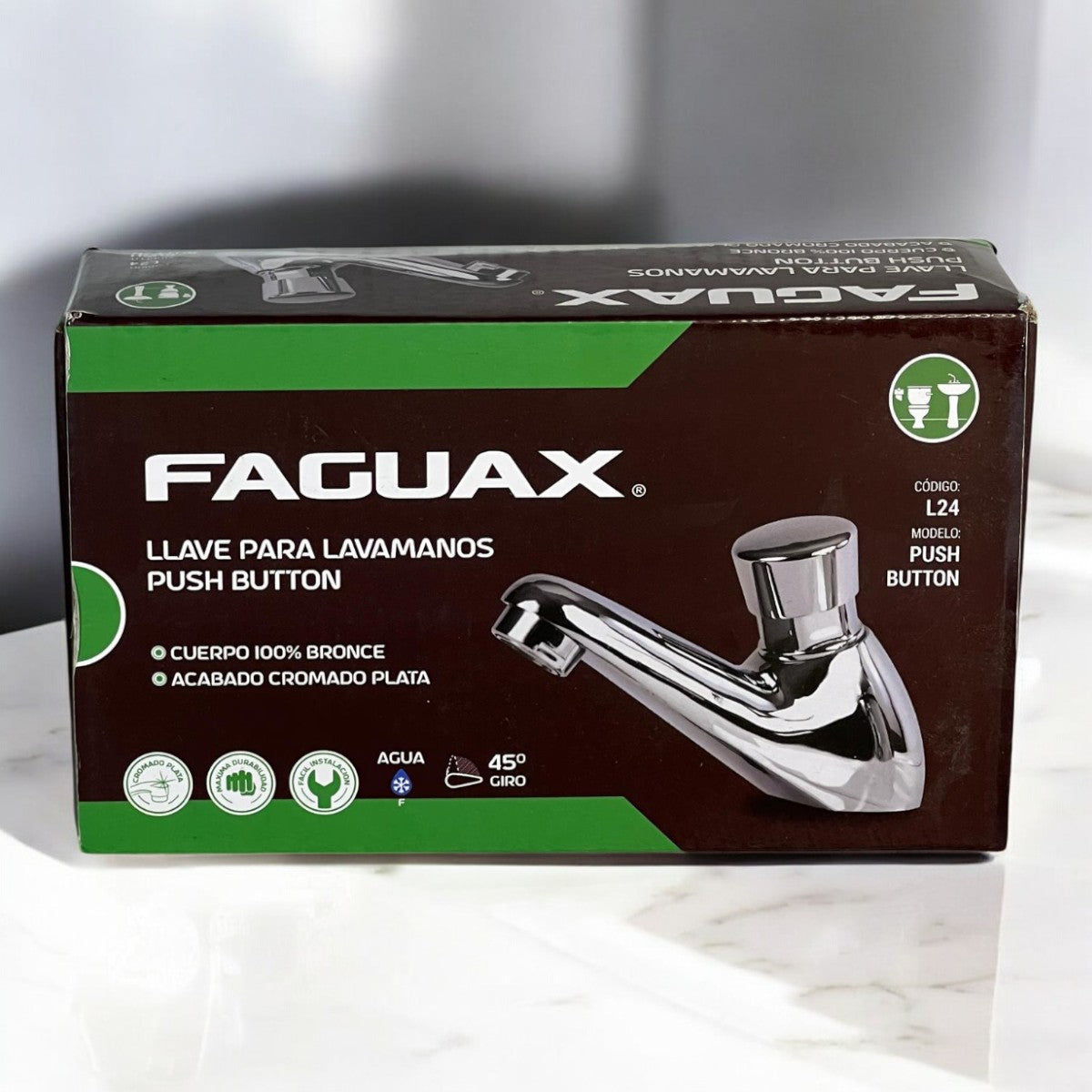 Griferia De Lavamanos 4" Individual Push Boton Faguax