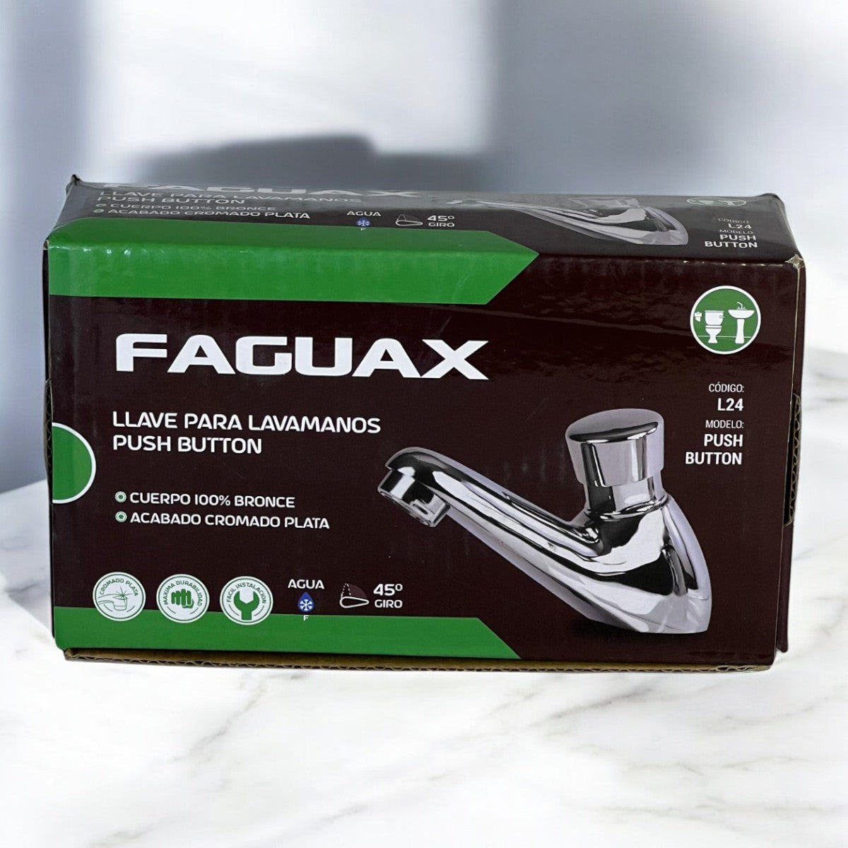 Griferia De Lavamanos 4" Individual Push Boton Faguax