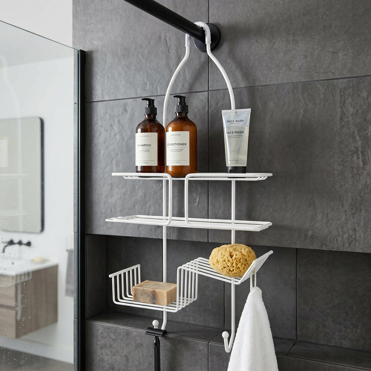 Estante Para Ducha Baño Ventana Sencilla Metales Aleados - GASKA