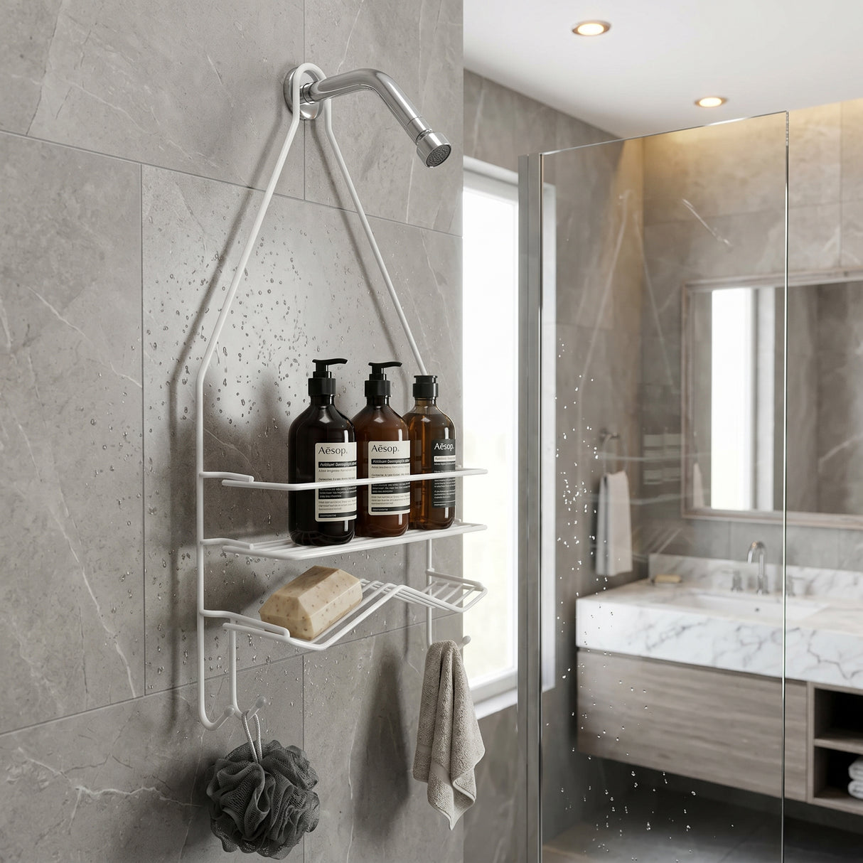 Estante Para Ducha Baño Ventana Triangular Metales Aleados