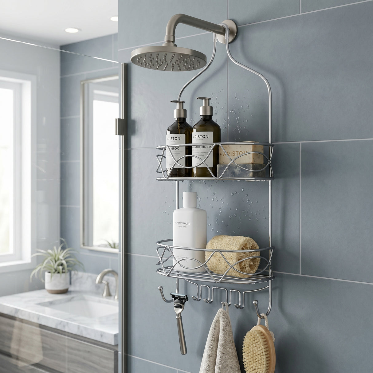 Estante Para Ducha Baño Ventana Cromado Metales Aleados