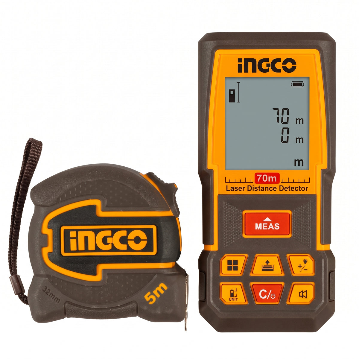 Detector De Distancia Laser 0.05 - 70m Y Cinta Métrica Ingco