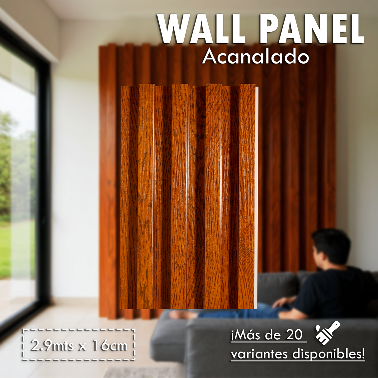 Wall Panel Acanalado Pvc 16cm X 2.9m Wpc