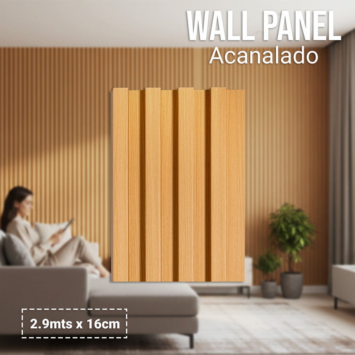 Wall Panel Acanalado Pvc 16cm X 2.9m Wpc