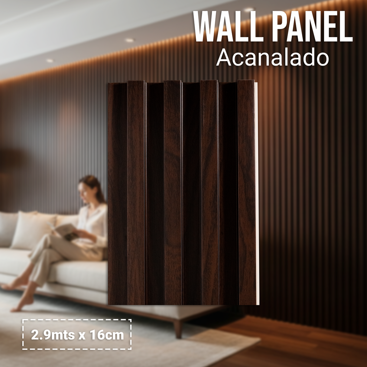 Wall Panel Acanalado Pvc 16cm X 2.9m Wpc
